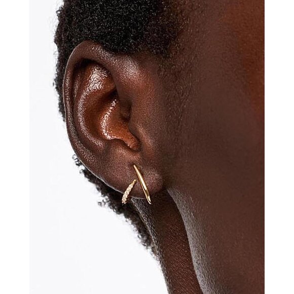 Trendy 14K gold plated stud earrings for women dainty minimalist CZ jewelry - Picture 4 of 6